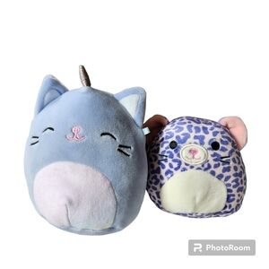 Set of 2 Squishmallows Caticorn and Leopard Mouse Plush Stuffed Animals